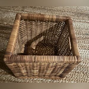 Woven Vintage Boho Farmhouse Wicker Brown Cube Rattan Basket 🧺 ✨